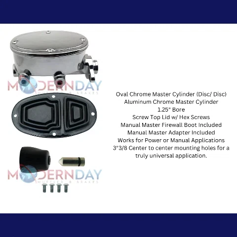 Tandem Oval Chrome Aluminum Master Cylinder (Disc_ Disc) 260-8559-CHROME